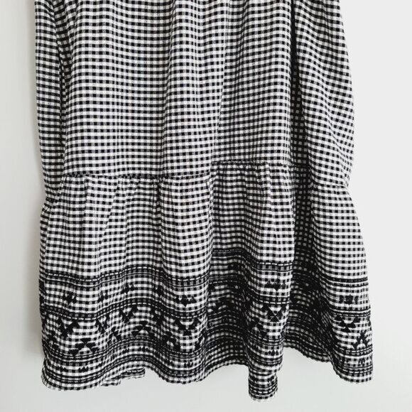 OLD NAVY | Tiered Gingham Swing Mini Dress w Pockets Babydoll Checkered B&W L P - Picture 10 of 16